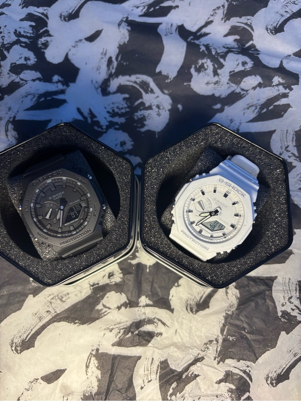 G-Shock Men's Dual Color Resin Watches - Black & White